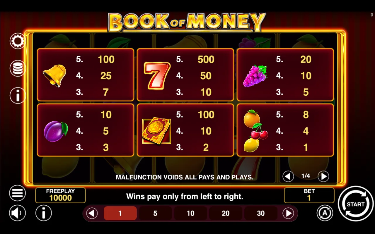 Game rules, page 1 — Book of Money