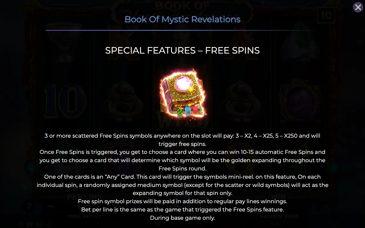 Special features - free spins — Book of Mystic Revelations