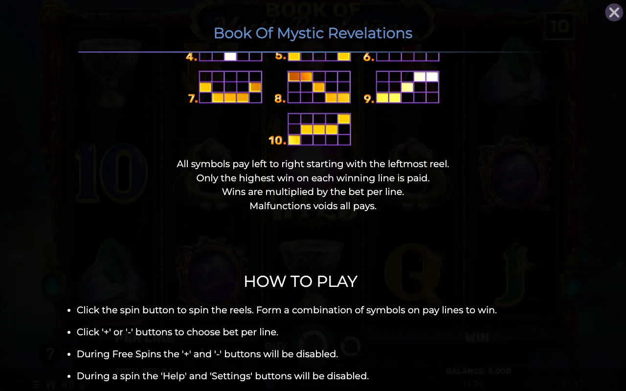 Game rules, page 6 — Book of Mystic Revelations