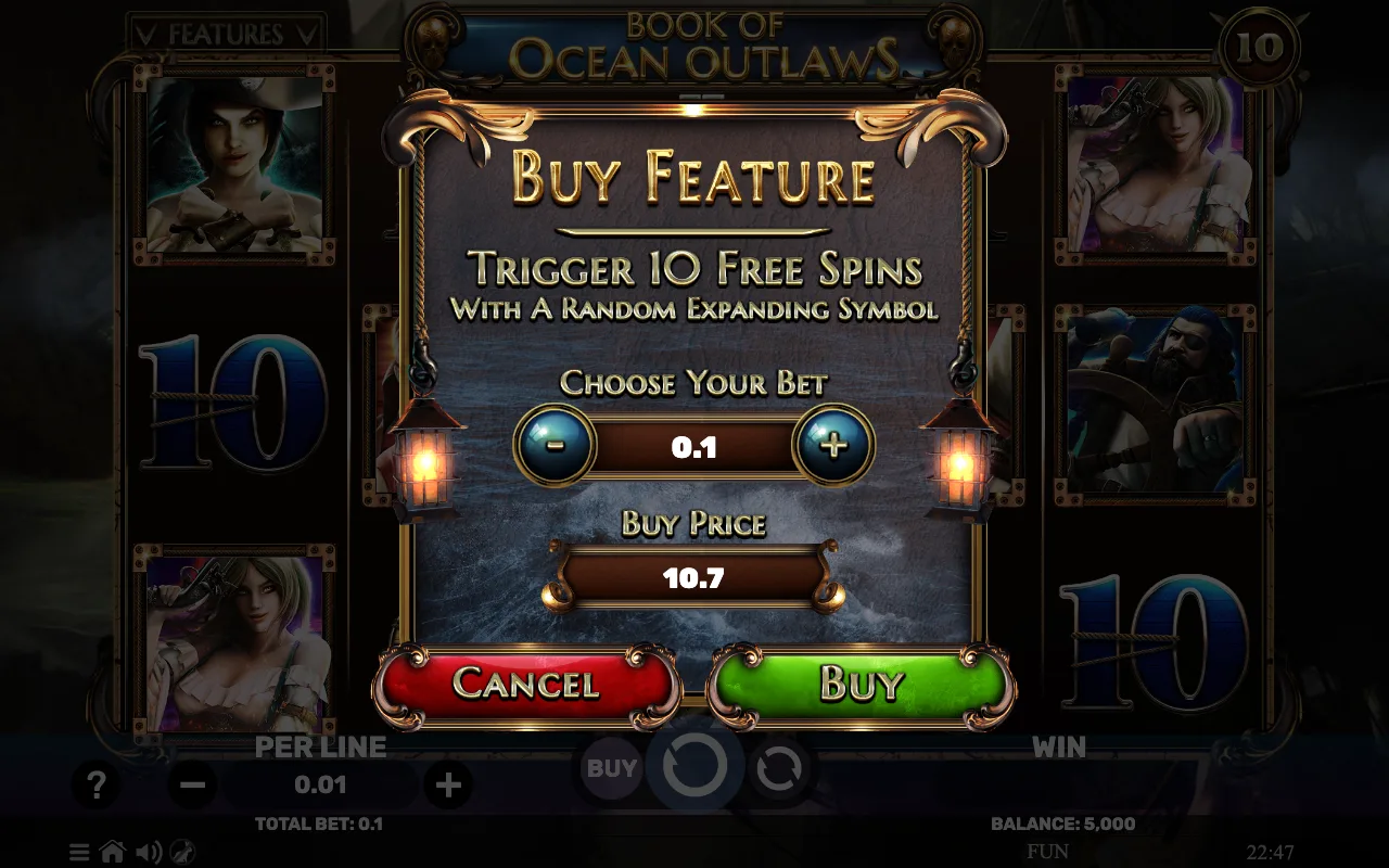 Buying the feature — Book of Ocean Outlaws