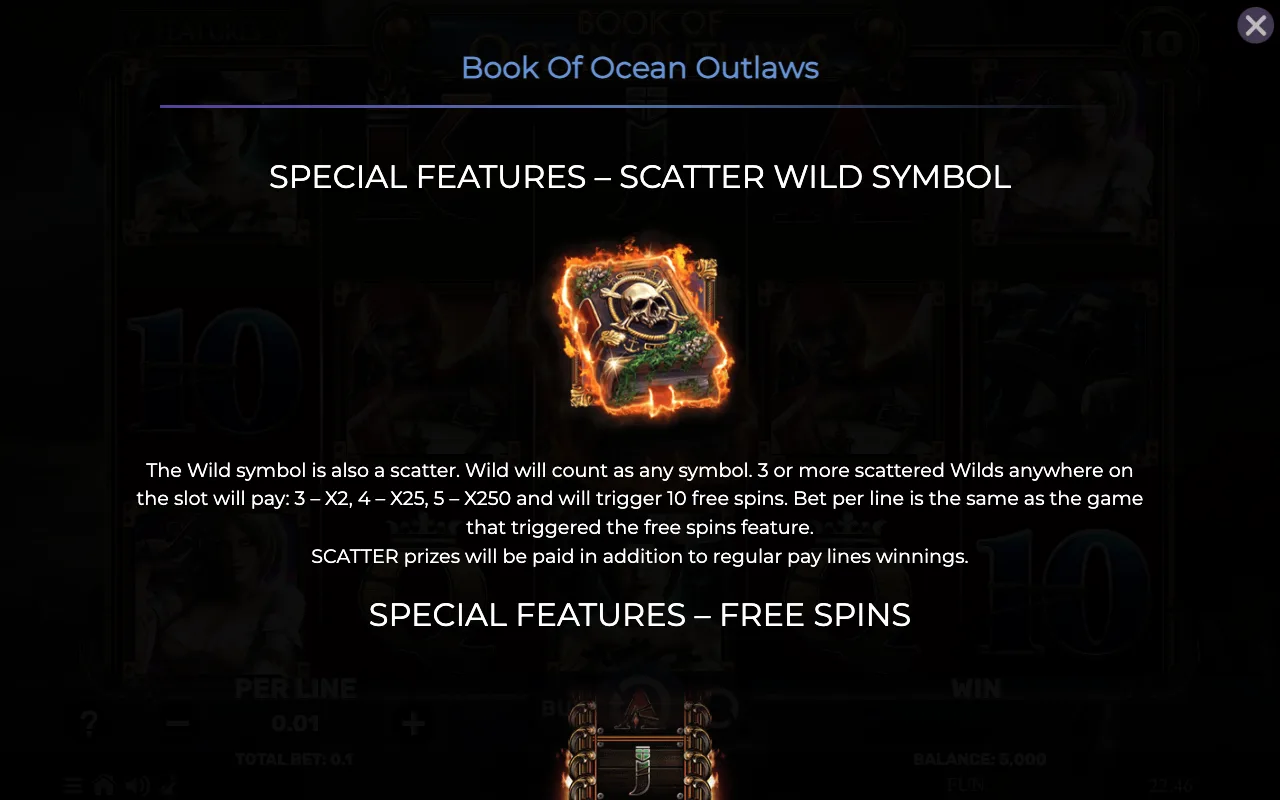 Special features - scatter wild symbol — Book of Ocean Outlaws