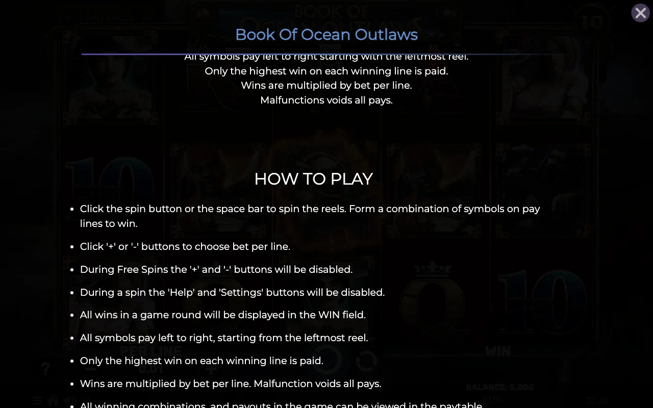 How to play — Book of Ocean Outlaws