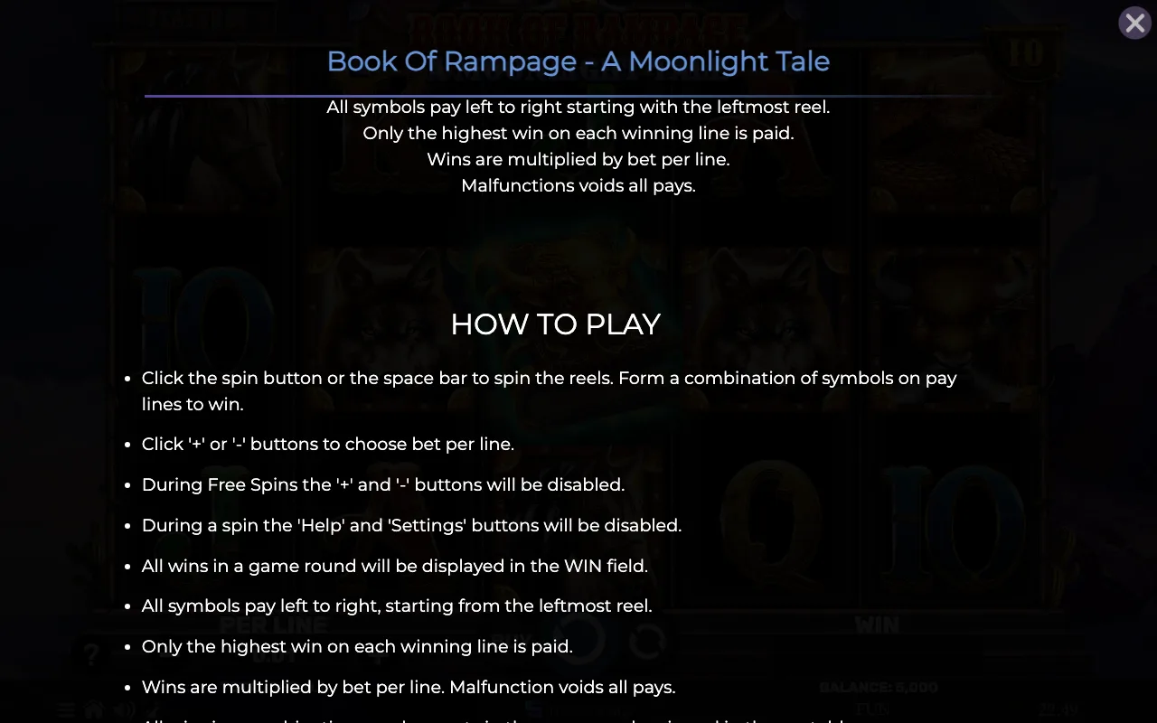 How to play — Book of Rampage a Moonlight Tale
