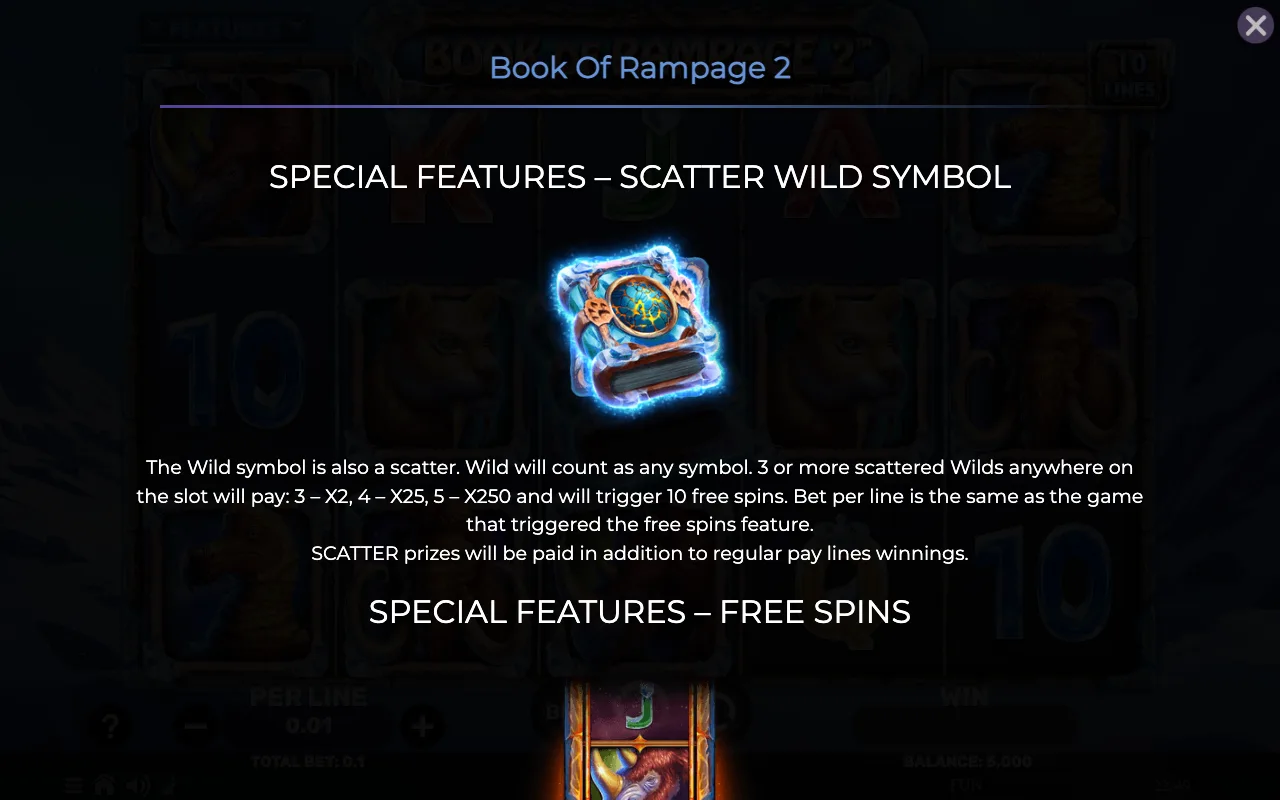 Special features - scatter wild symbol — Book of Rampage2