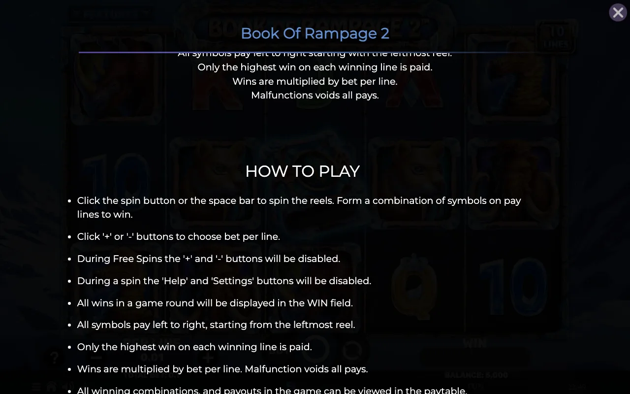 How to play — Book of Rampage2