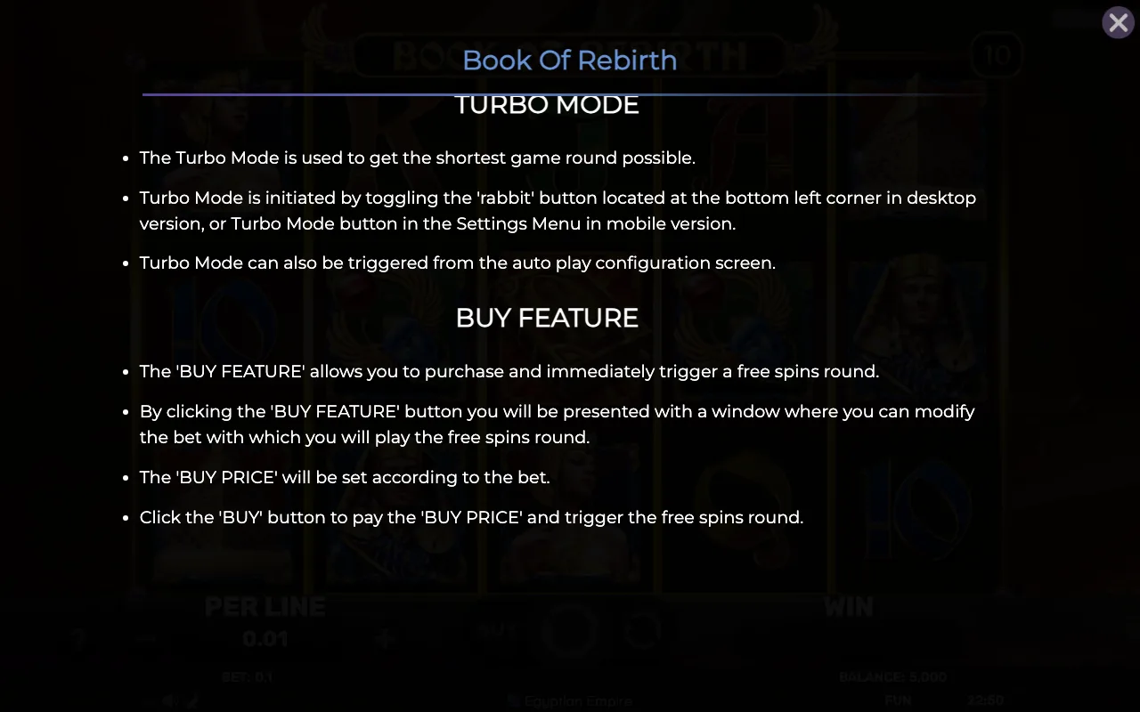 Buy feature — Book of Rebirth