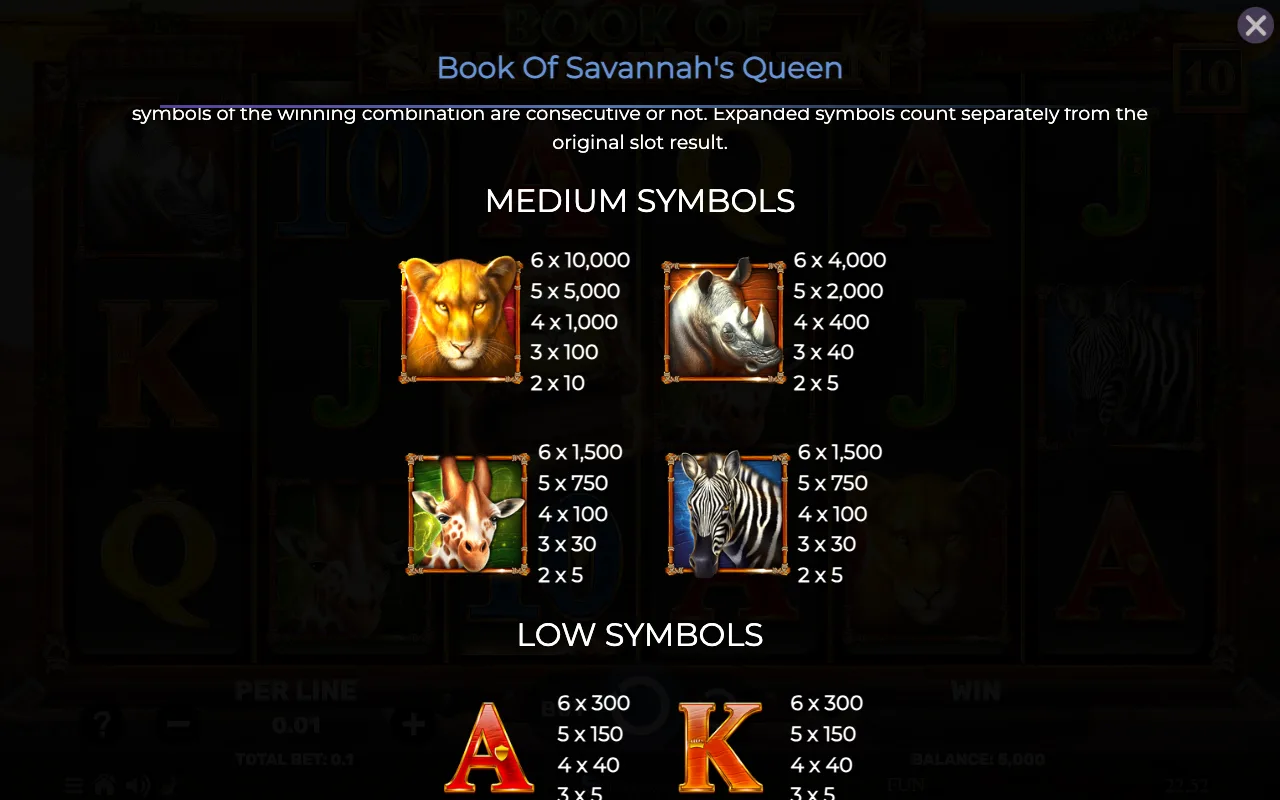 Medium symbols — Book of Savannahs Queen