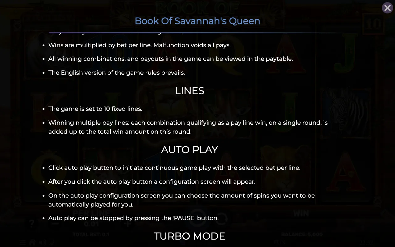 Lines — Book of Savannahs Queen