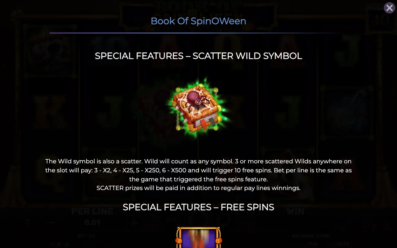 Special features - scatter wild symbol — Book of Spinoween