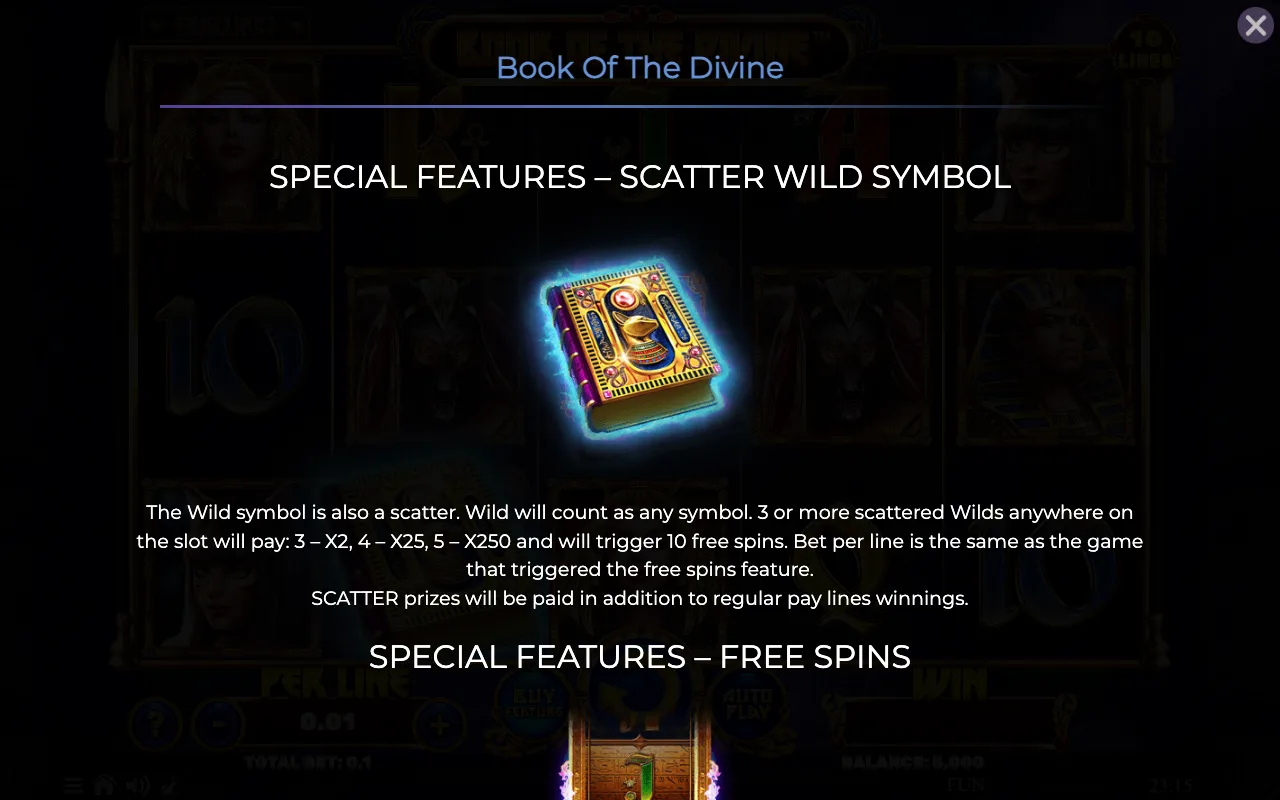 Special features - scatter wild symbol — Book of The Divine