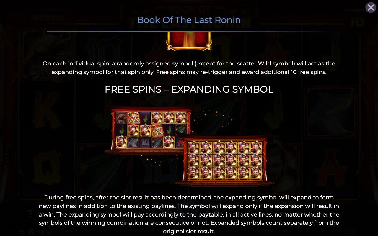 Free spins expanding symbol — Book of The Last Ronin