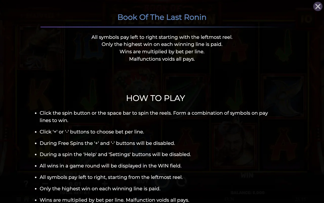 How to play — Book of The Last Ronin
