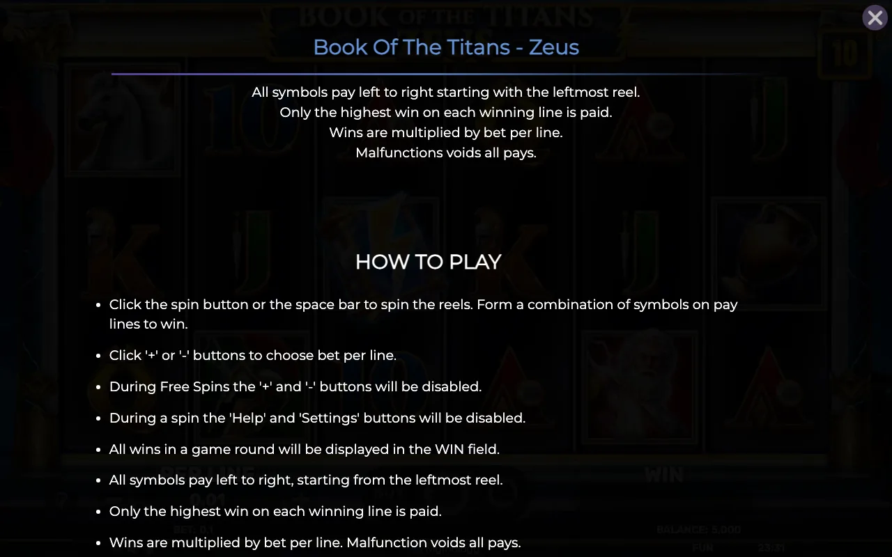 Game rules, page 5 — Book of The Titans Zeus