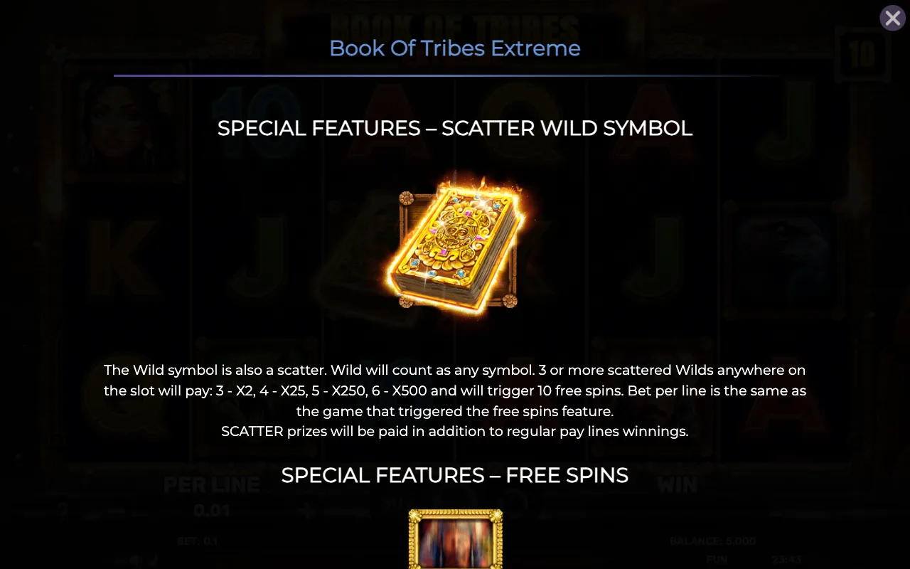 Special features - scatter wild symbol — Book of Tribes Extreme