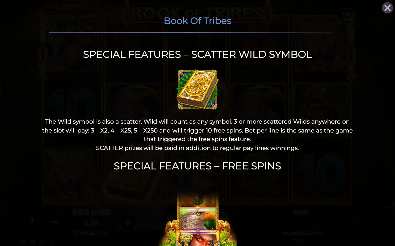 Special features - scatter wild symbol — Book of Tribes