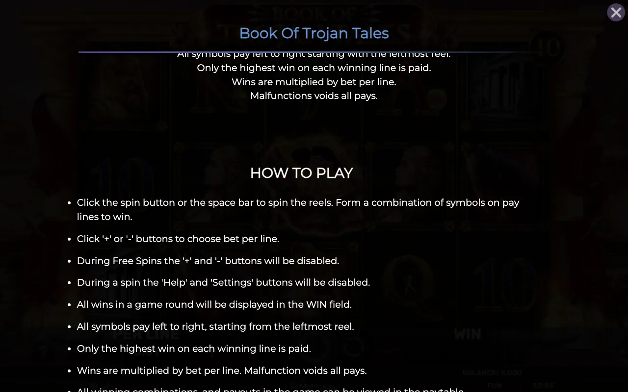 Game rules, page 6 — Book of Trojan Tales