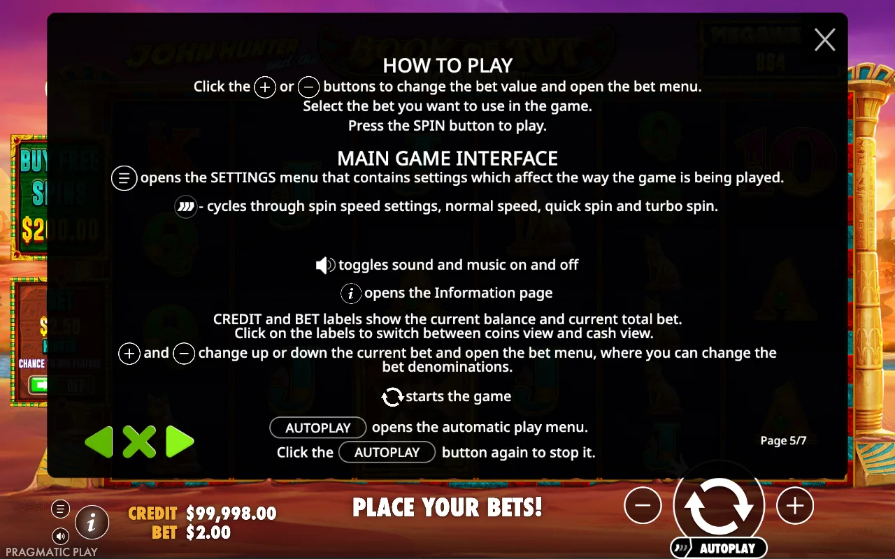 How to play — Book of Tut Megaways