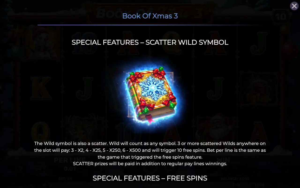 Special features - scatter wild symbol — Book of Xmas 3