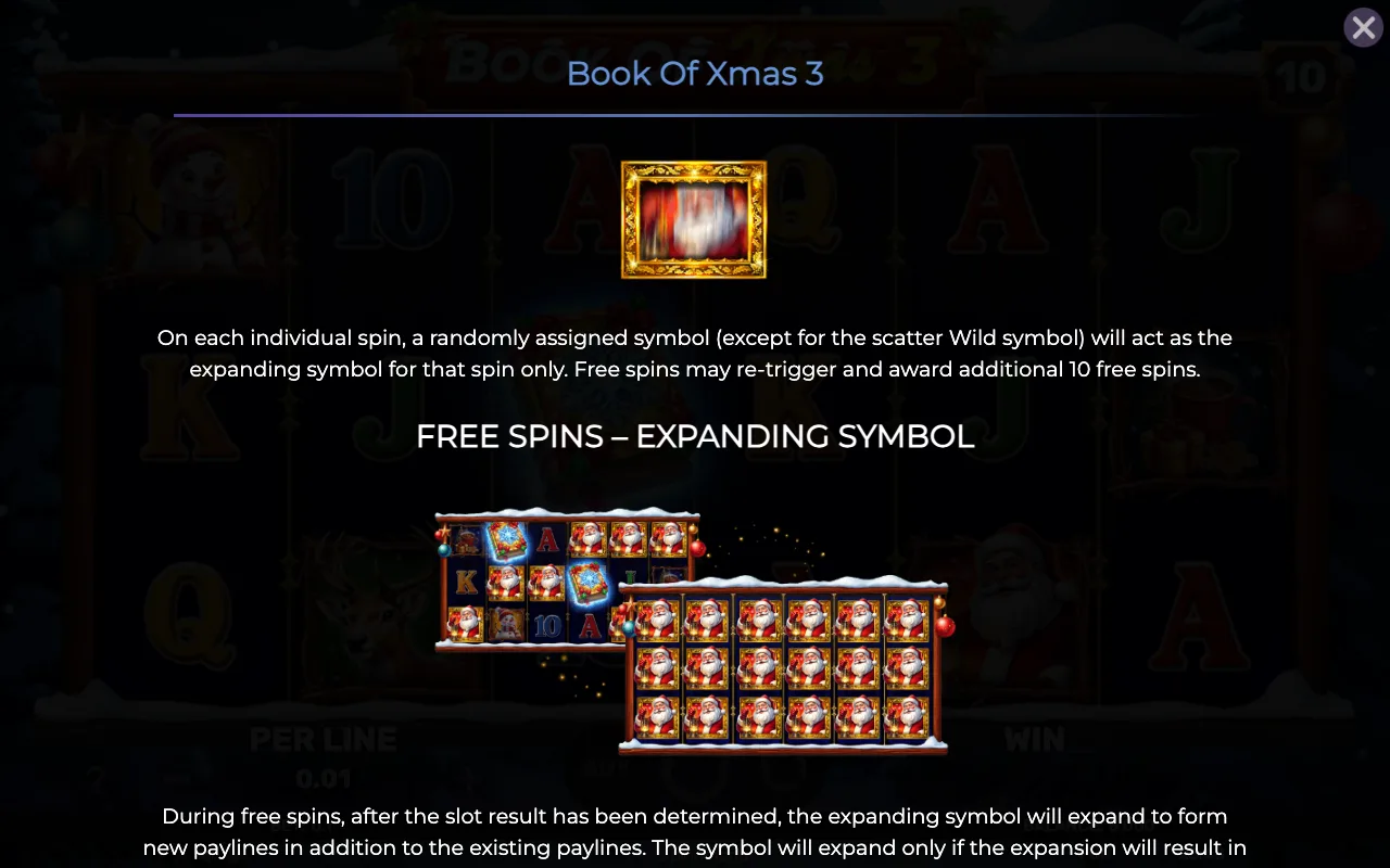 Free spins - expanding symbol — Book of Xmas 3