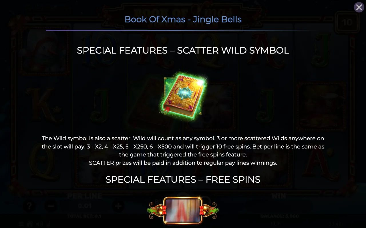 Special features - scatter wild symbol — Book of Xmas Jinglebells