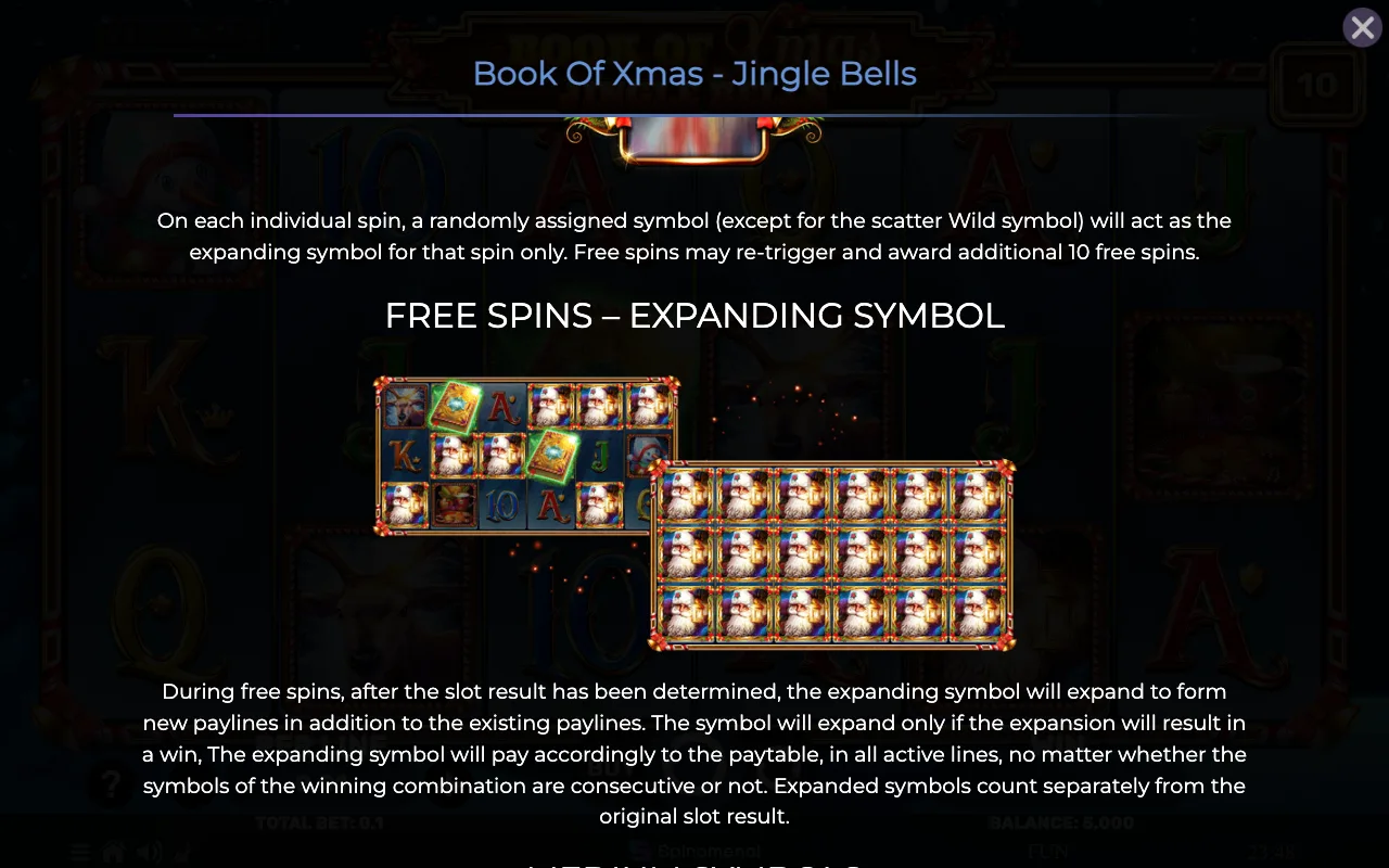 Free spins expanding symbol — Book of Xmas Jinglebells
