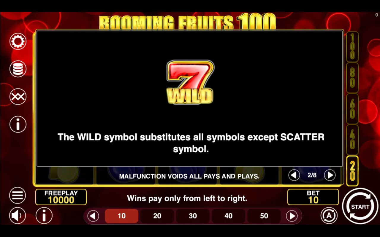 Game rules, page 2 — Booming Fruits 100
