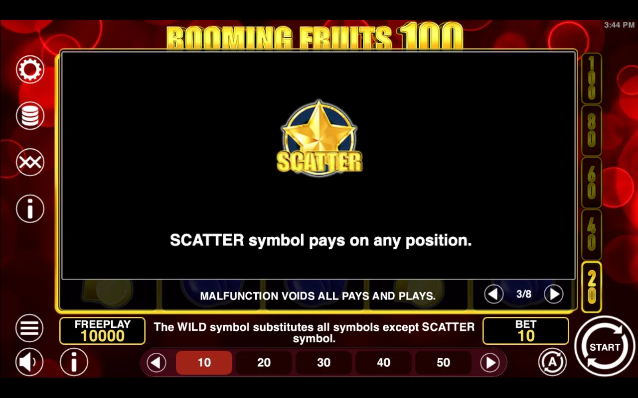 Game rules, page 3 — Booming Fruits 100