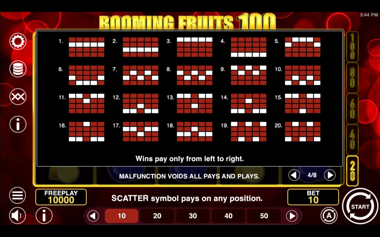 Game rules, page 4 — Booming Fruits 100