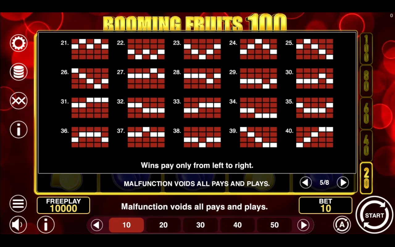 Game rules, page 5 — Booming Fruits 100