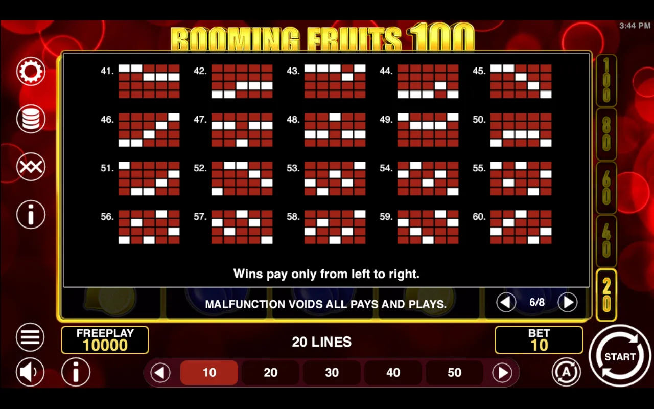 Game rules, page 6 — Booming Fruits 100