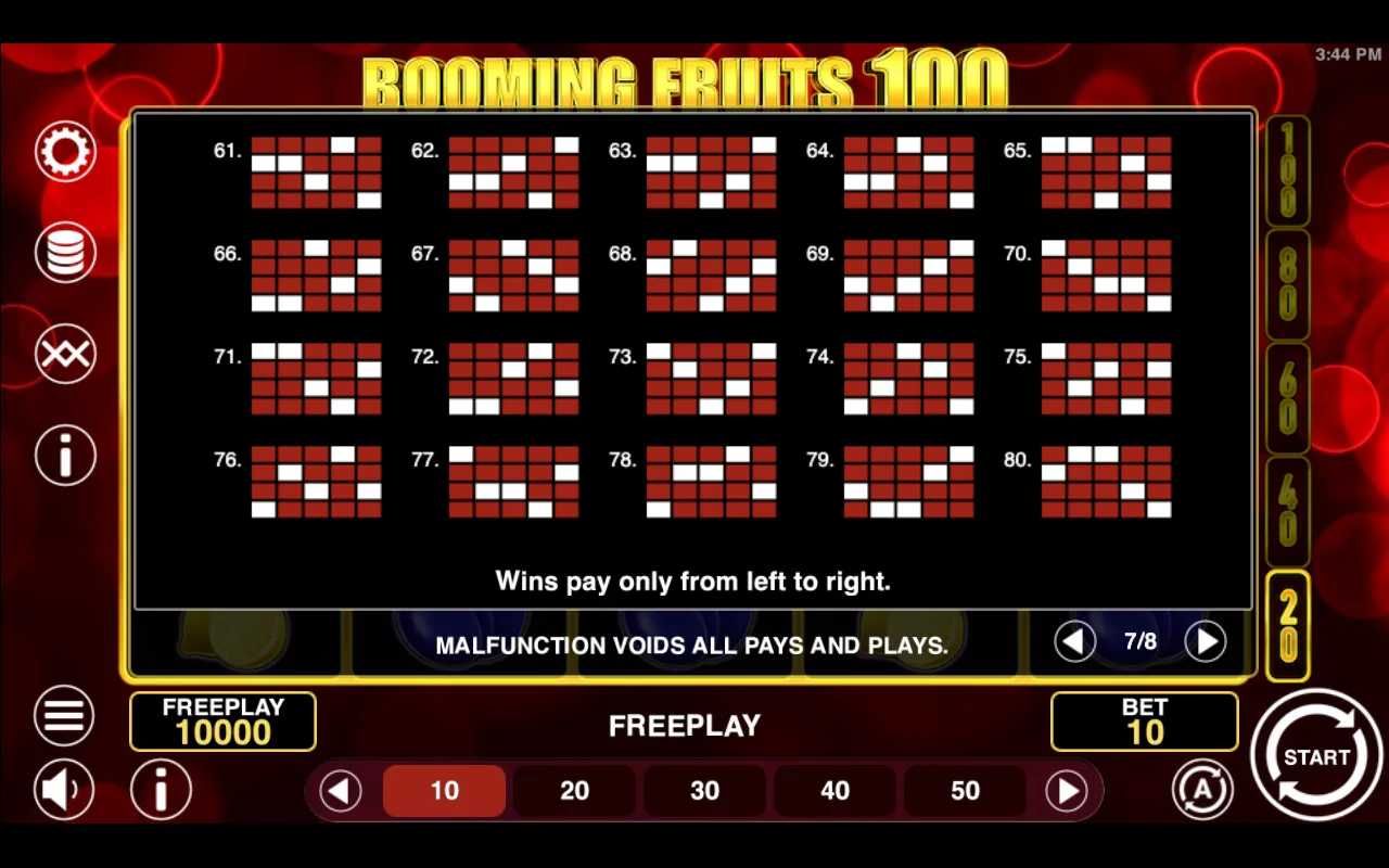 Game rules, page 7 — Booming Fruits 100