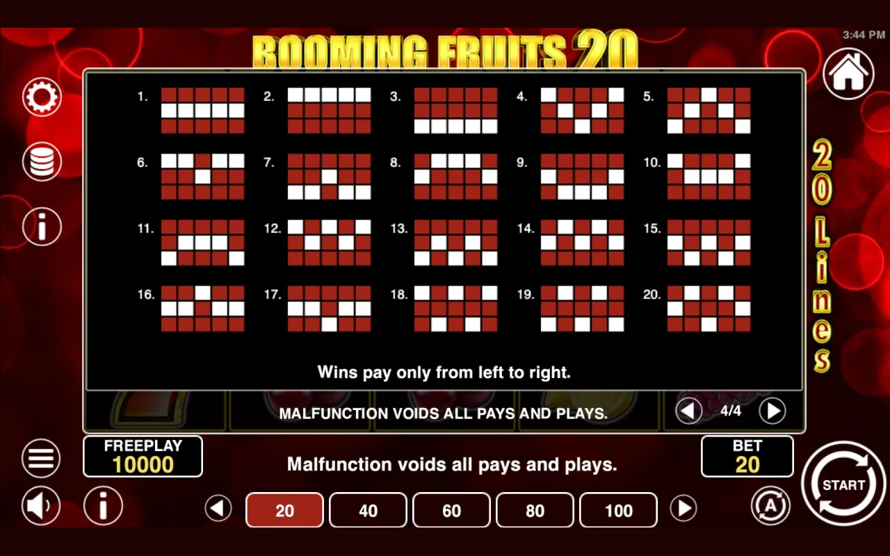 Game rules, page 4 — Booming Fruits 20