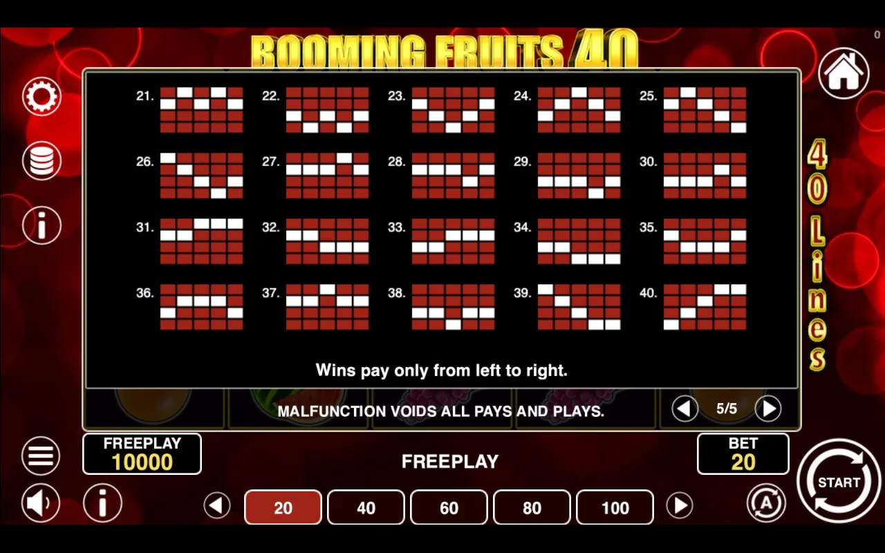 Game rules, page 5 — Booming Fruits 40