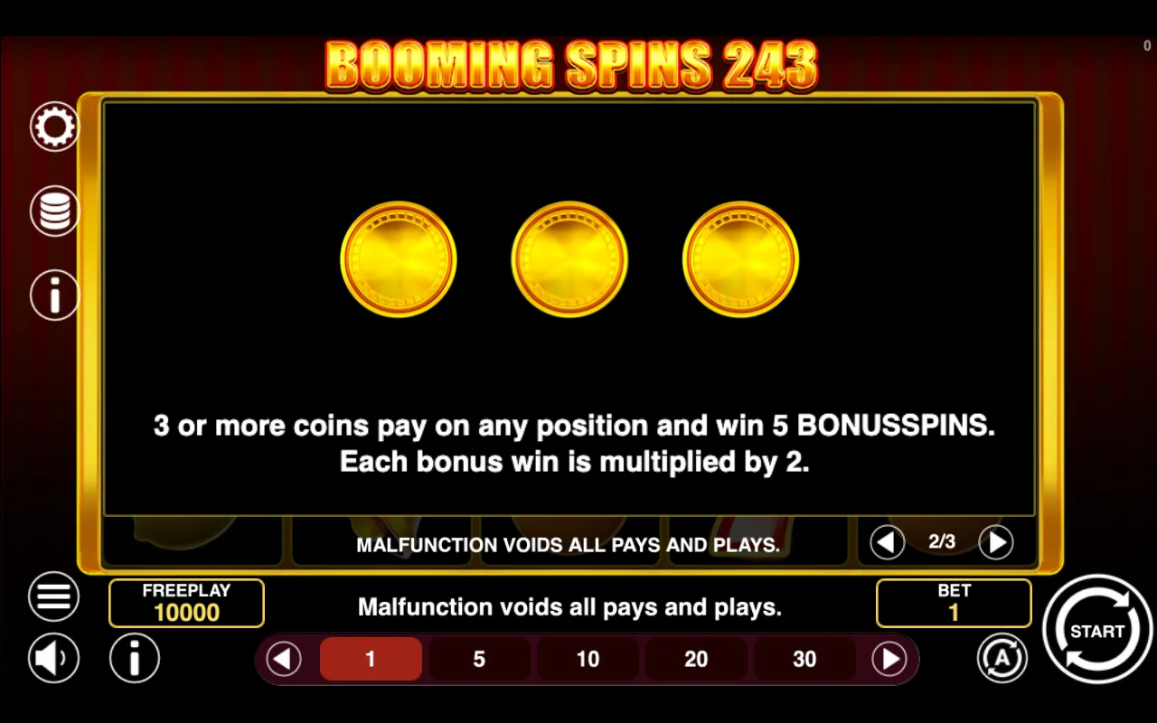 Game rules, page 2 — Booming Spins 243
