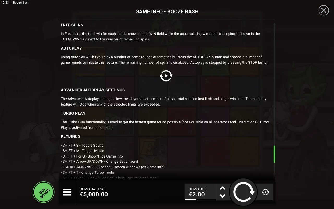 Free spins — Booze Bash