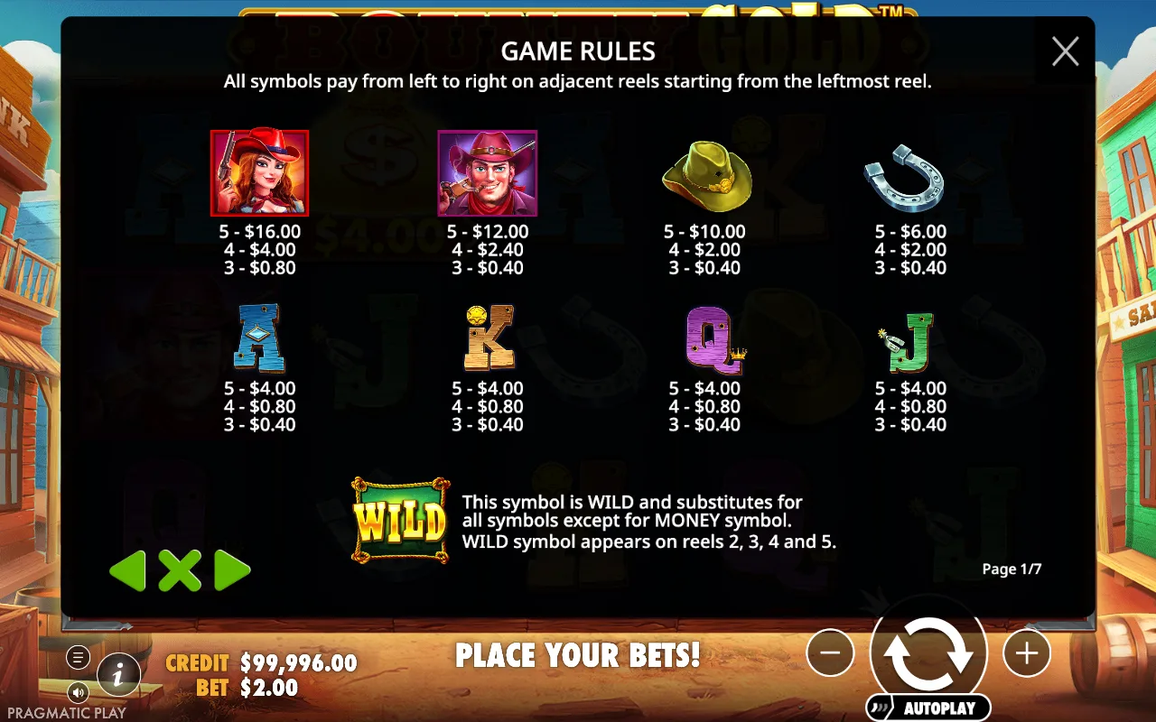 Game rules, page 1 — Bounty Gold
