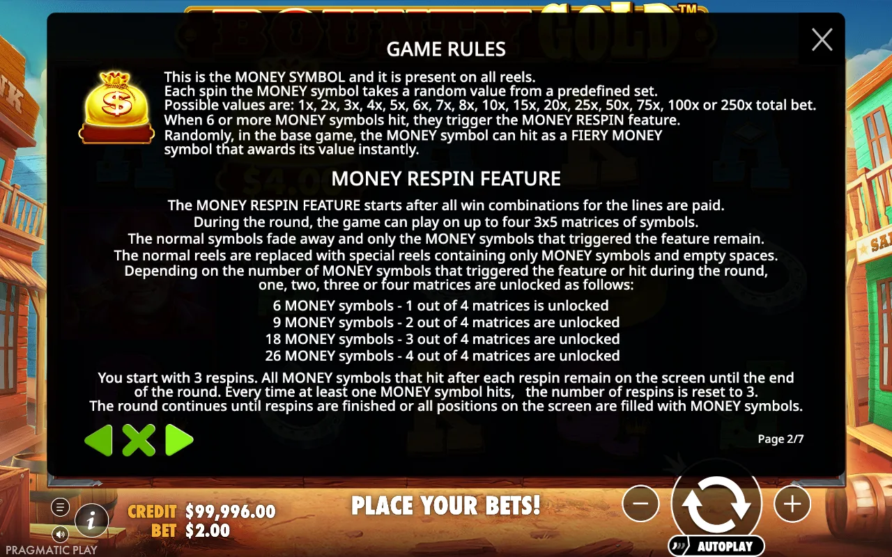 Game rules — Bounty Gold