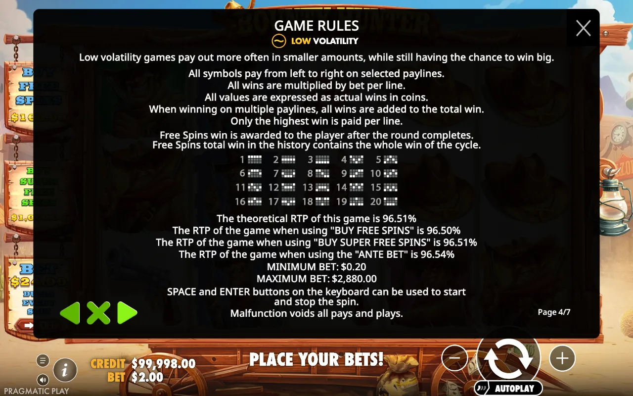 Game rules, page 4 — Bounty Hunter