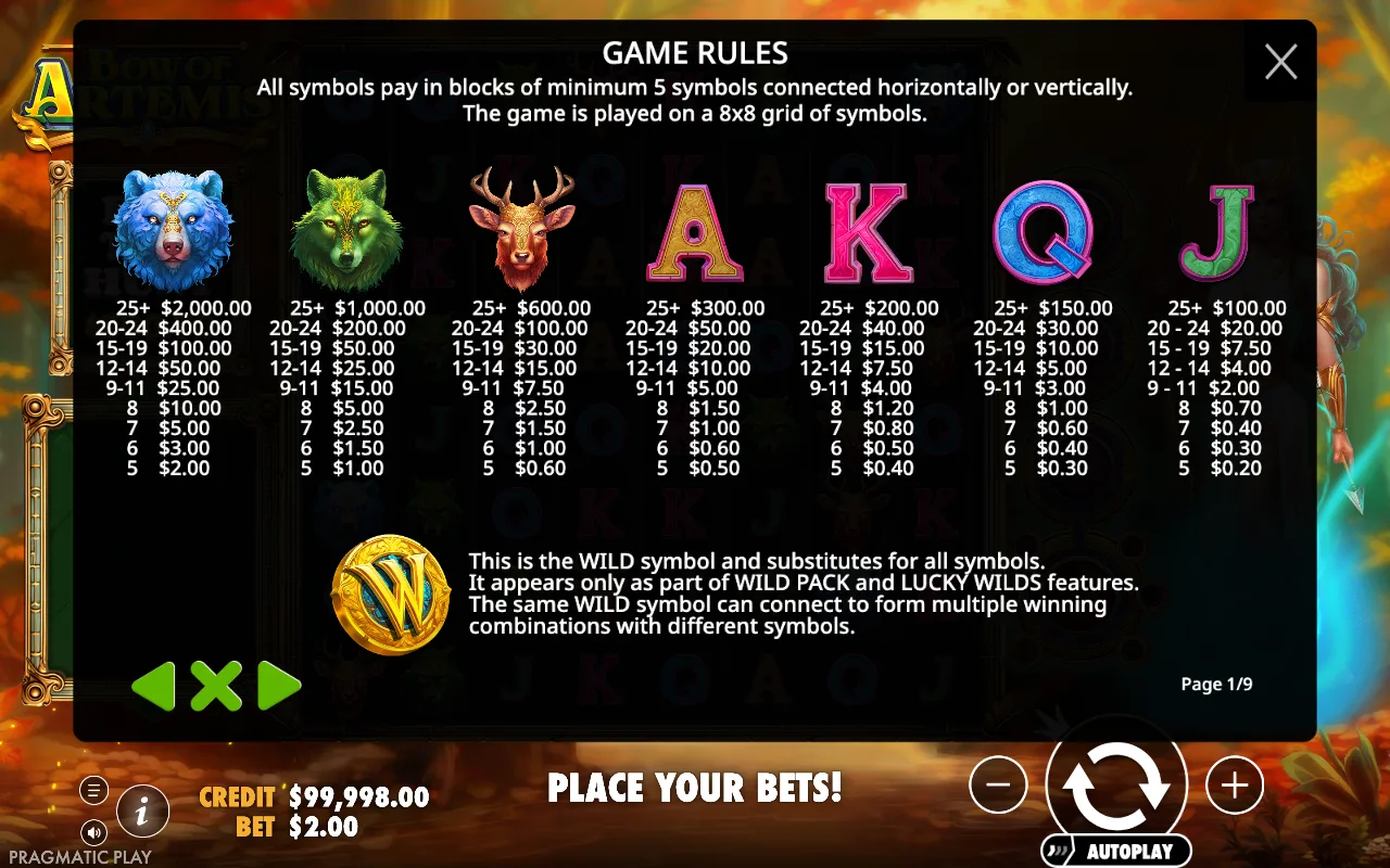 Game rules, page 1 — Bow of Artemis