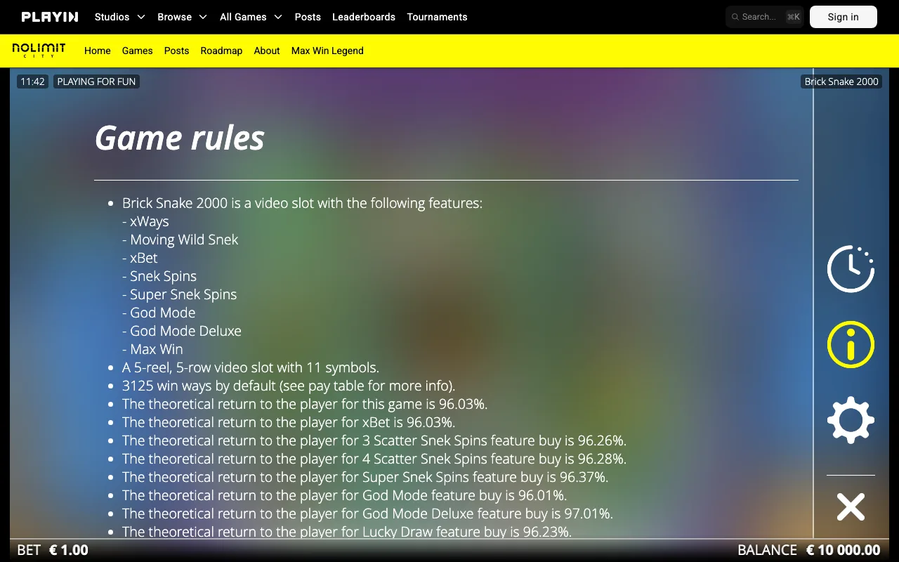 Game rules, page 1 — Brick Snake 2000