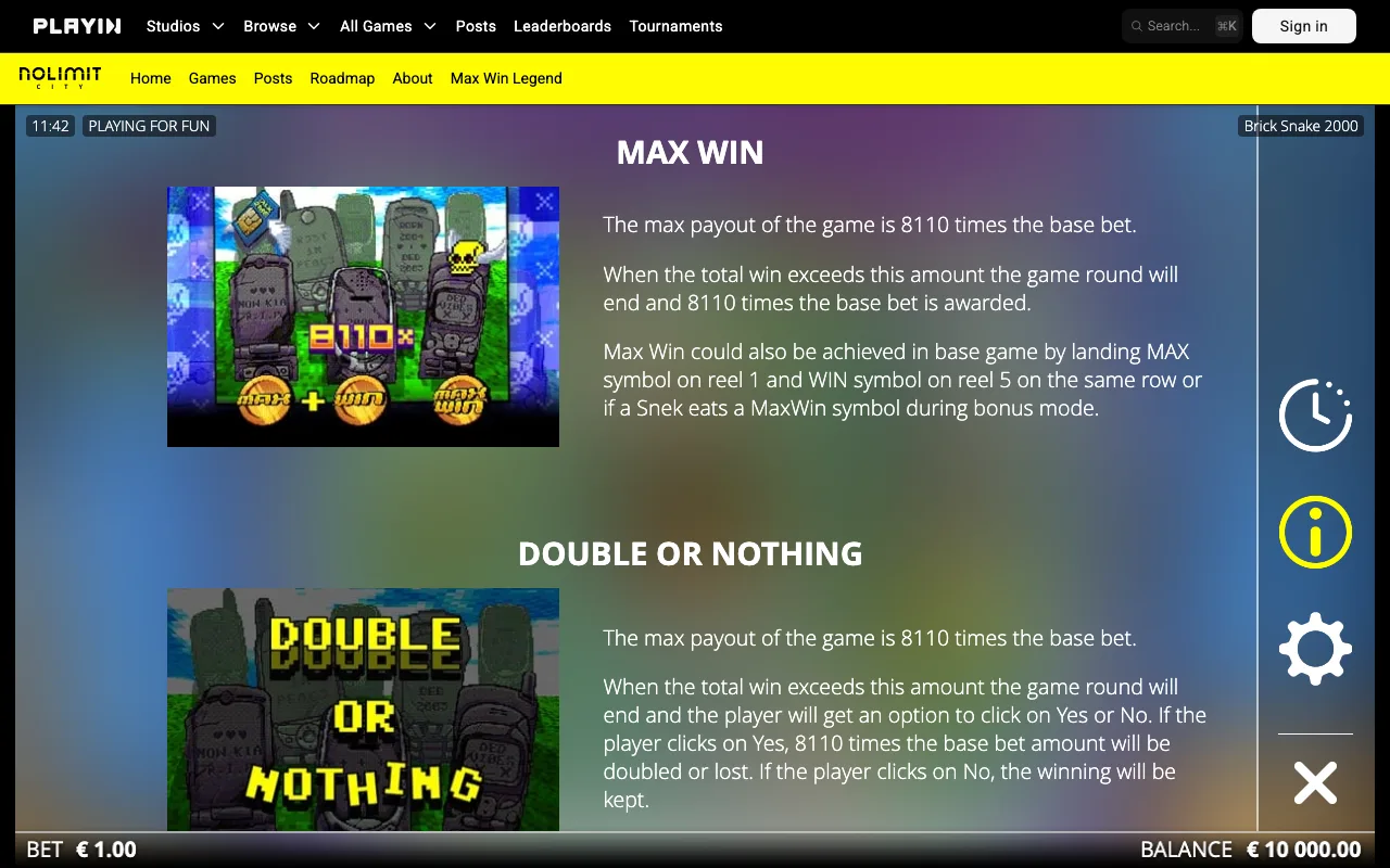Max win — Brick Snake 2000