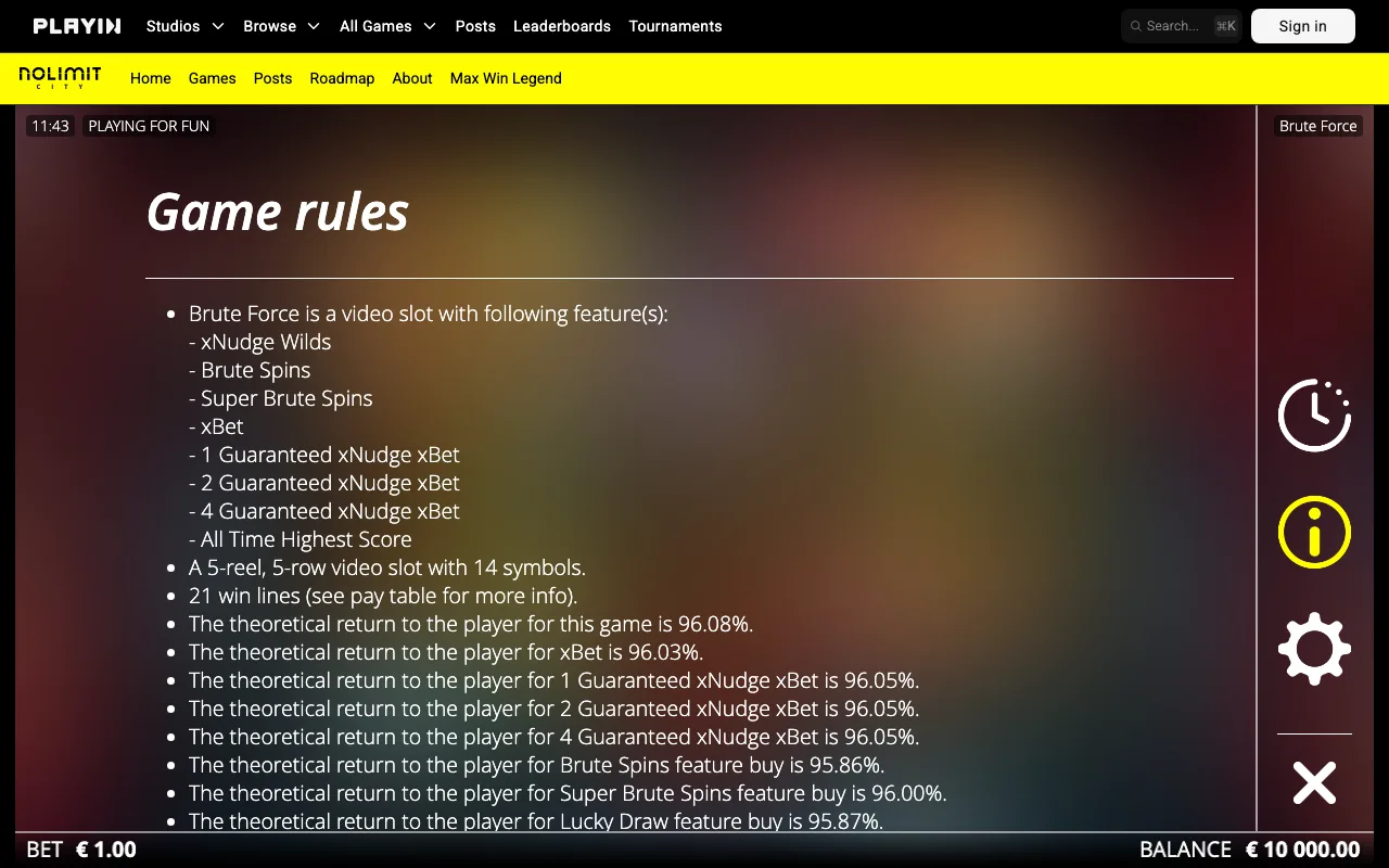 Game rules, page 1 — Brute Force