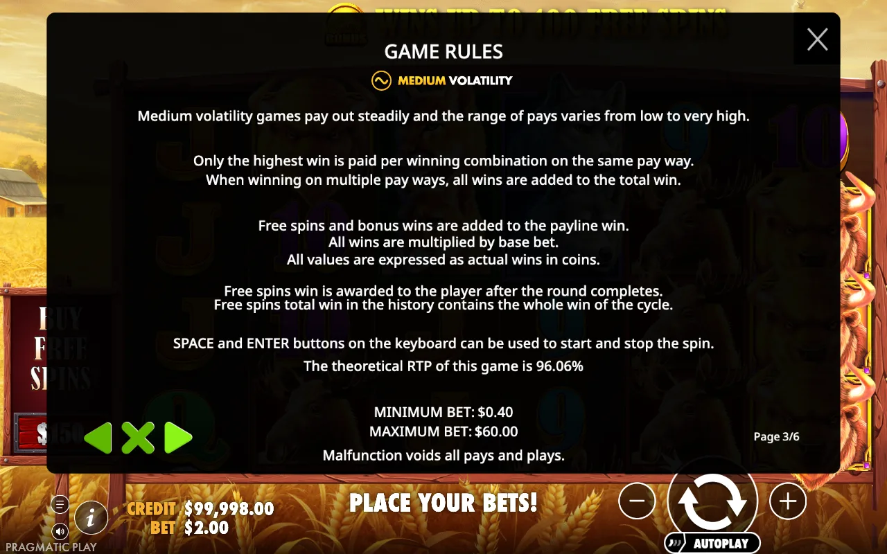 Game rules — Buffalo King