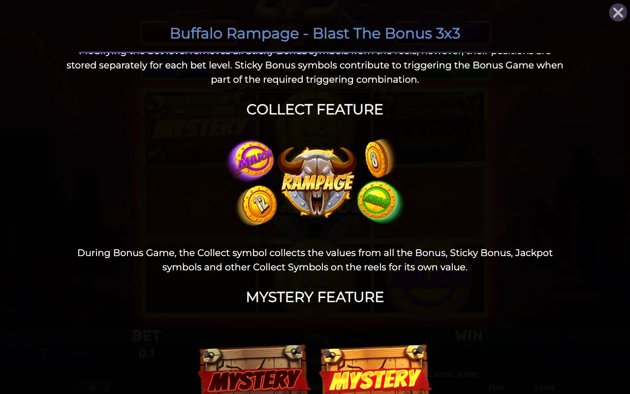 Collect feature — Buffalo Rampage Blast The Bonus 3x3