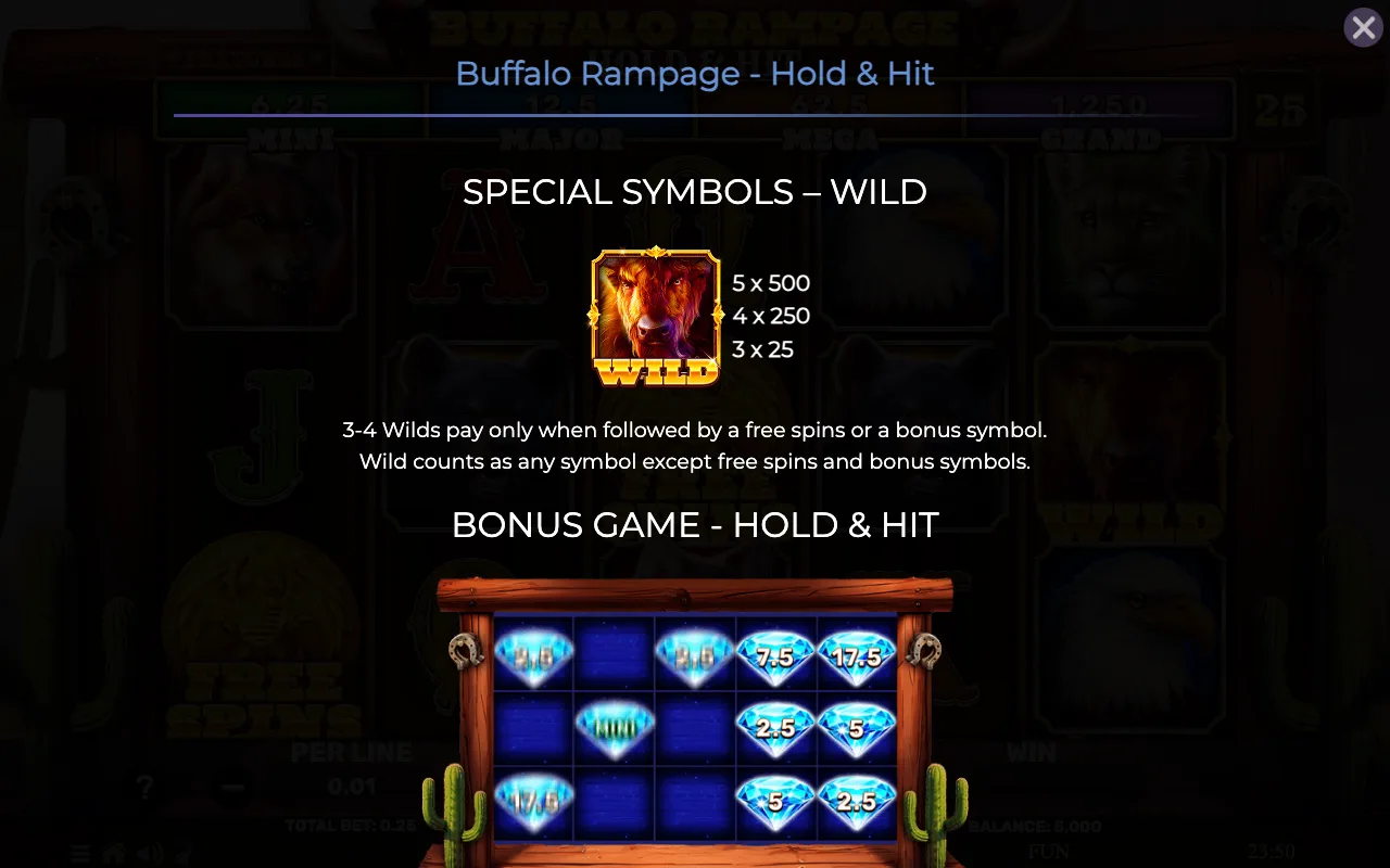 Special symbols - wild — Buffalo Rampage Hold Hit