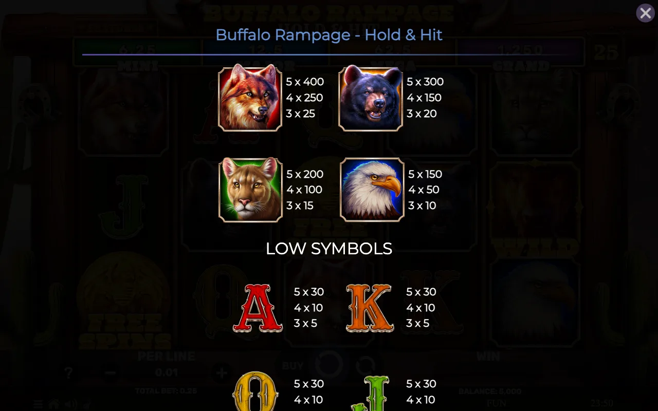 Game rules, page 4 — Buffalo Rampage Hold Hit