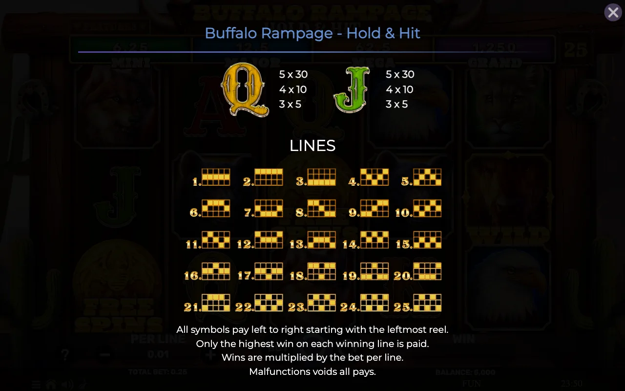 Lines — Buffalo Rampage Hold Hit