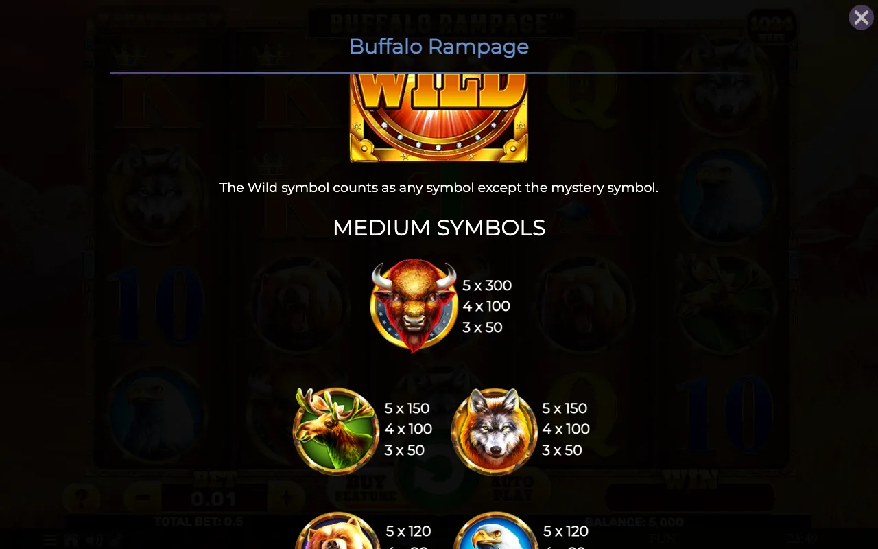 Medium symbols — Buffalo Rampage