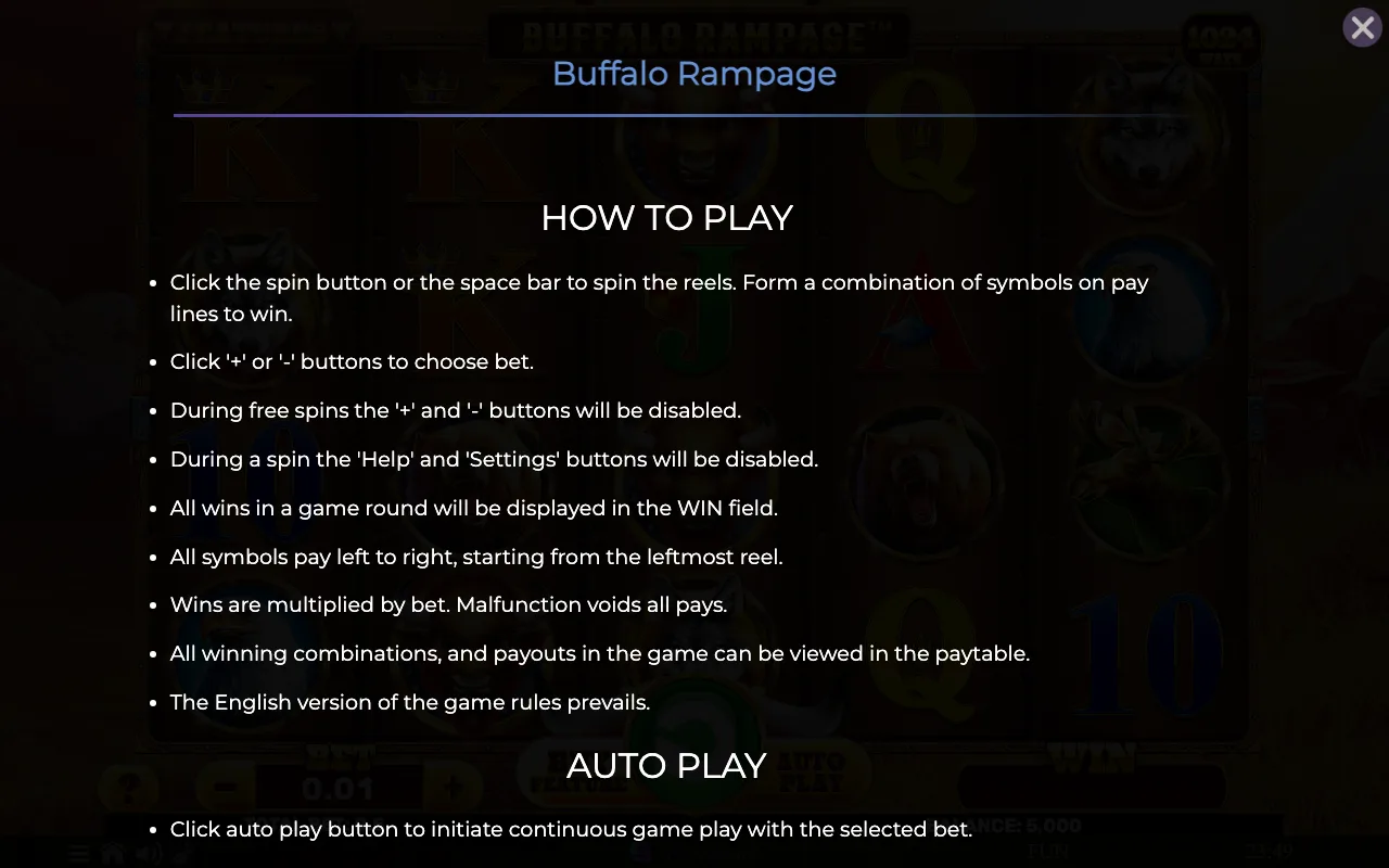 How to play — Buffalo Rampage