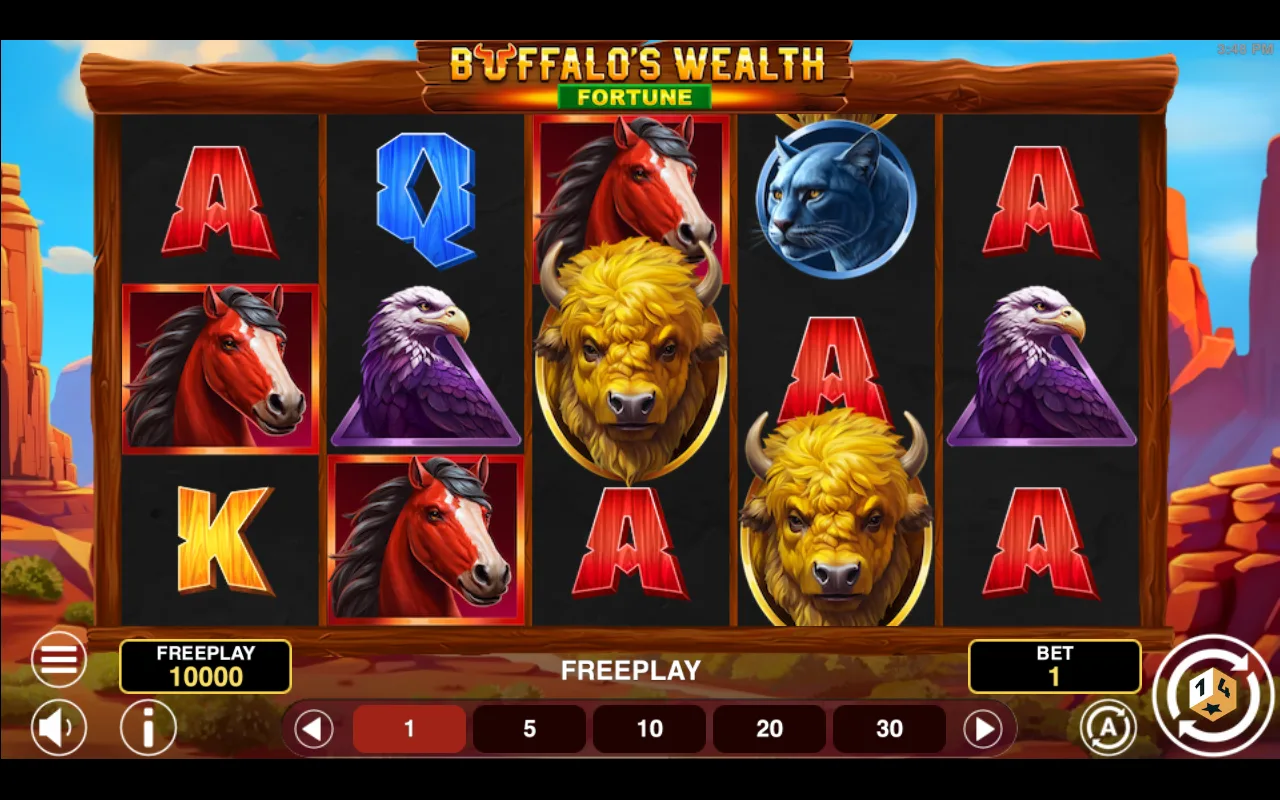The base game — Buffalos Wealth Fortune